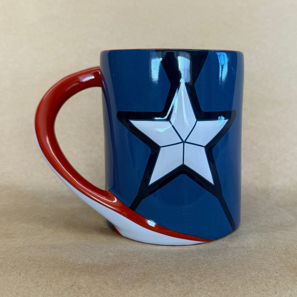 Marvel Avengers Captain America Shield and Star Curved Handle Mug